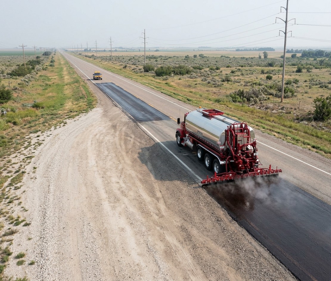 Application de la couche de finition sur la surface compacte pour le scellement final.